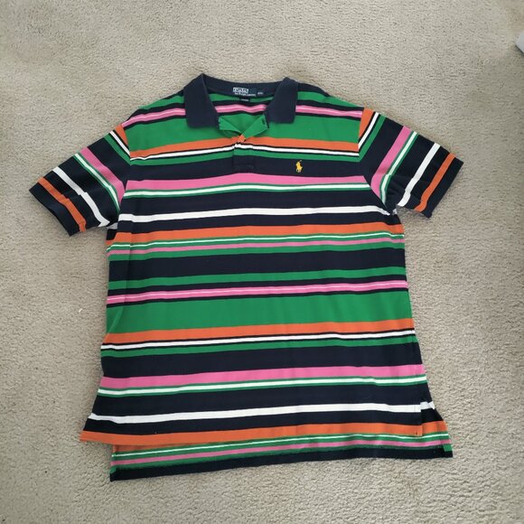 VTG Polo Ralph Lauren 2XL Polo Shirt Colorful Striped 90s Preppy Collared EUC - Picture 1 of 5